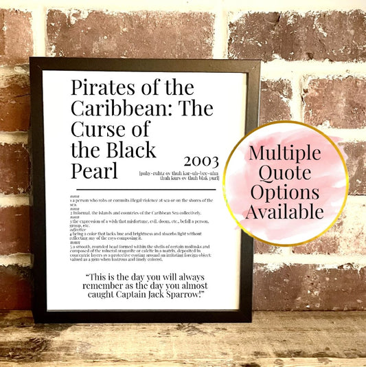 Pirates of the Caribbean 2003 Movie Quote Dictionary Prints