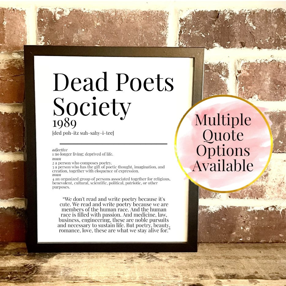 Dead Poets Society 1989 Movie Quote Dictionary Prints