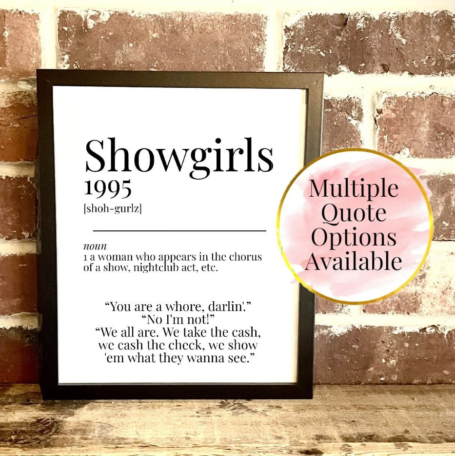 Showgirls 1995 Movie Quote Dictionary Prints