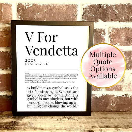 V for Vendetta 2005 Movie Quote Dictionary Prints