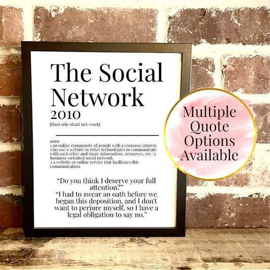 The Social Network 2010 Movie Quote Dictionary Prints