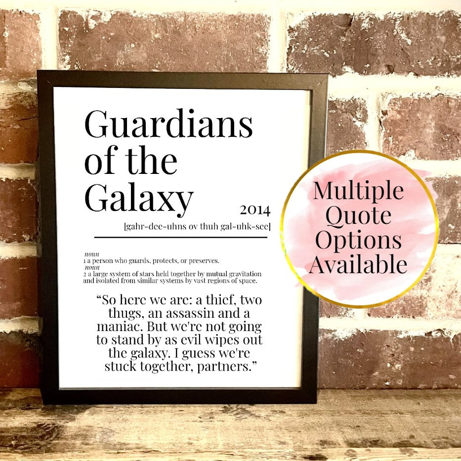 Guardians of the Galaxy 2014 Movie Quote Dictionary Prints