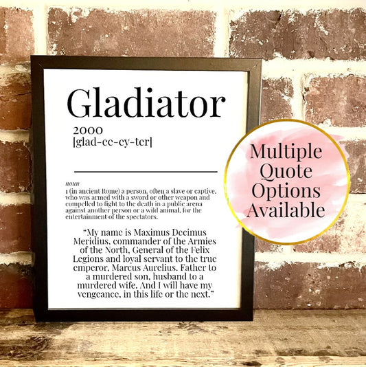 Gladiator 2000 Movie Quote Dictionary Prints