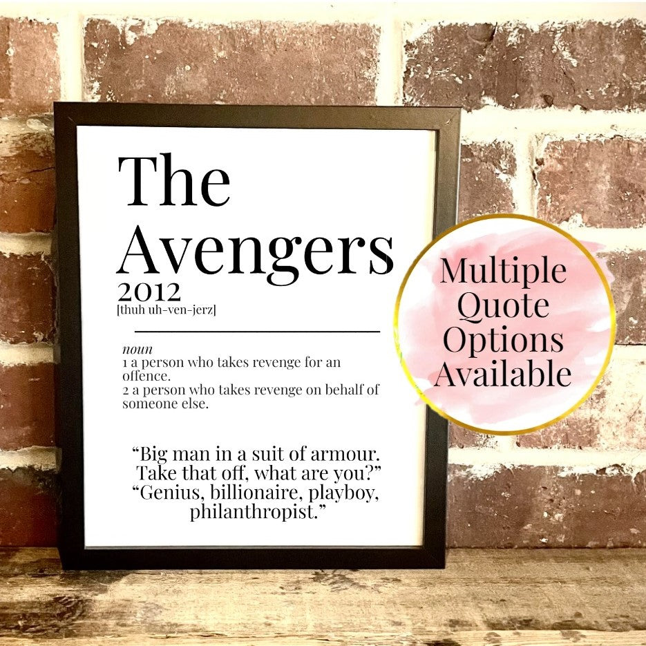 The Avengers 2012 Movie Quote Dictionary Prints