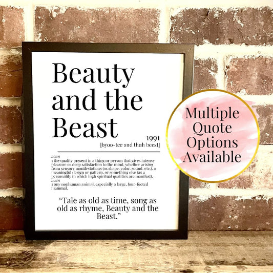 Beauty and the Beast 1991 Movie Quote Dictionary Prints