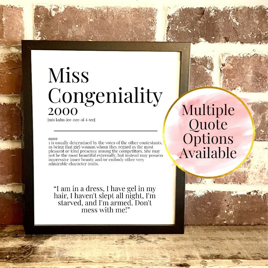 Miss Congeniality 2000 Movie Quote Dictionary Prints