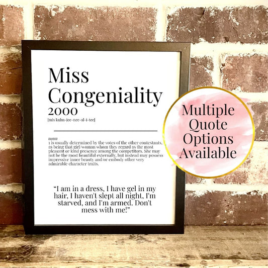 Miss Congeniality 2000 Movie Quote Dictionary Prints