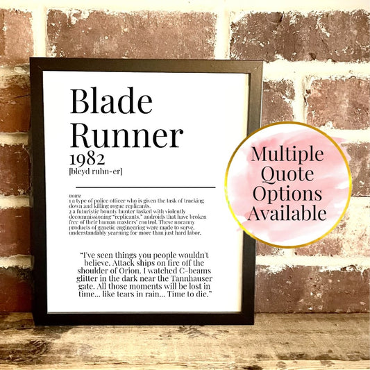 Blade Runner 1982 Movie Quote Dictionary Prints