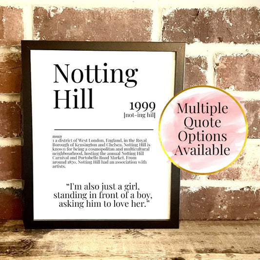 Notting Hill 1999 Movie Quote Dictionary Prints