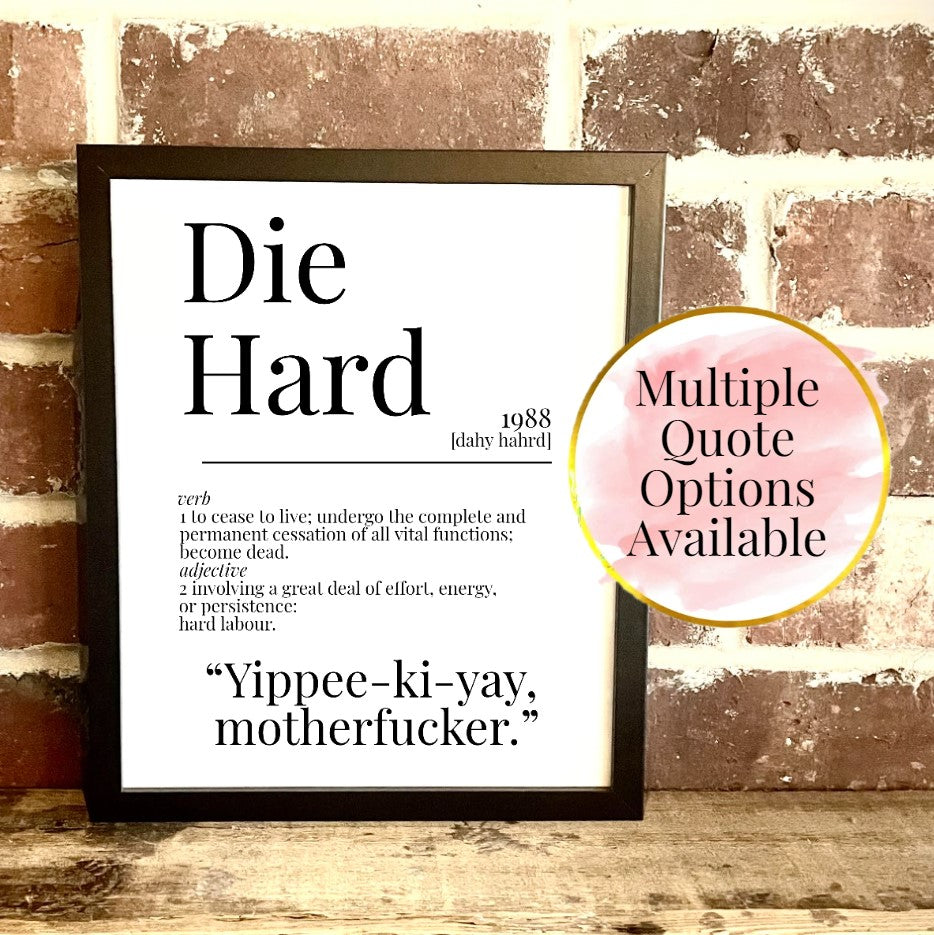 Die Hard 1988 Movie Quote Dictionary Prints