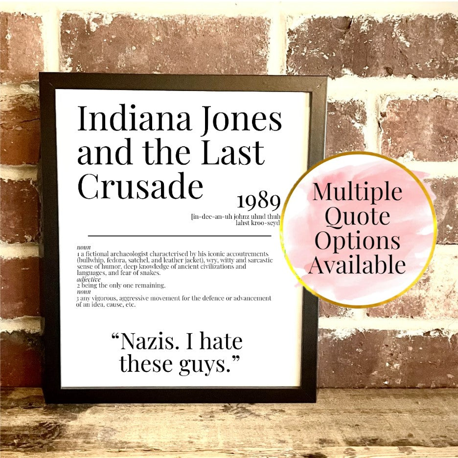 Indiana Jones and the Last Crusade 1989 Movie Quote Dictionary Prints