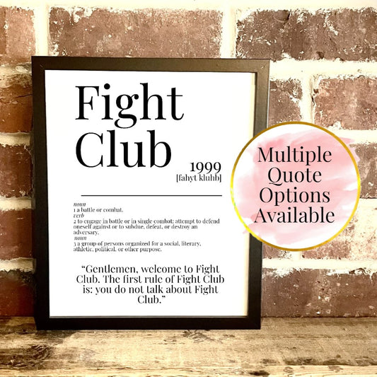 Fight Club 1999 Movie Quote Dictionary Prints
