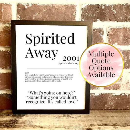 Spirited Away 2001 Movie Quote Dictionary Prints