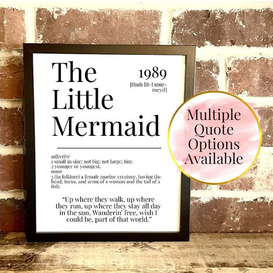 The Little Mermaid 1989 Movie Quote Dictionary Prints