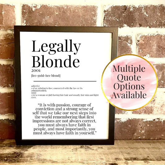 Legally Blonde 2001 Movie Quote Dictionary Prints