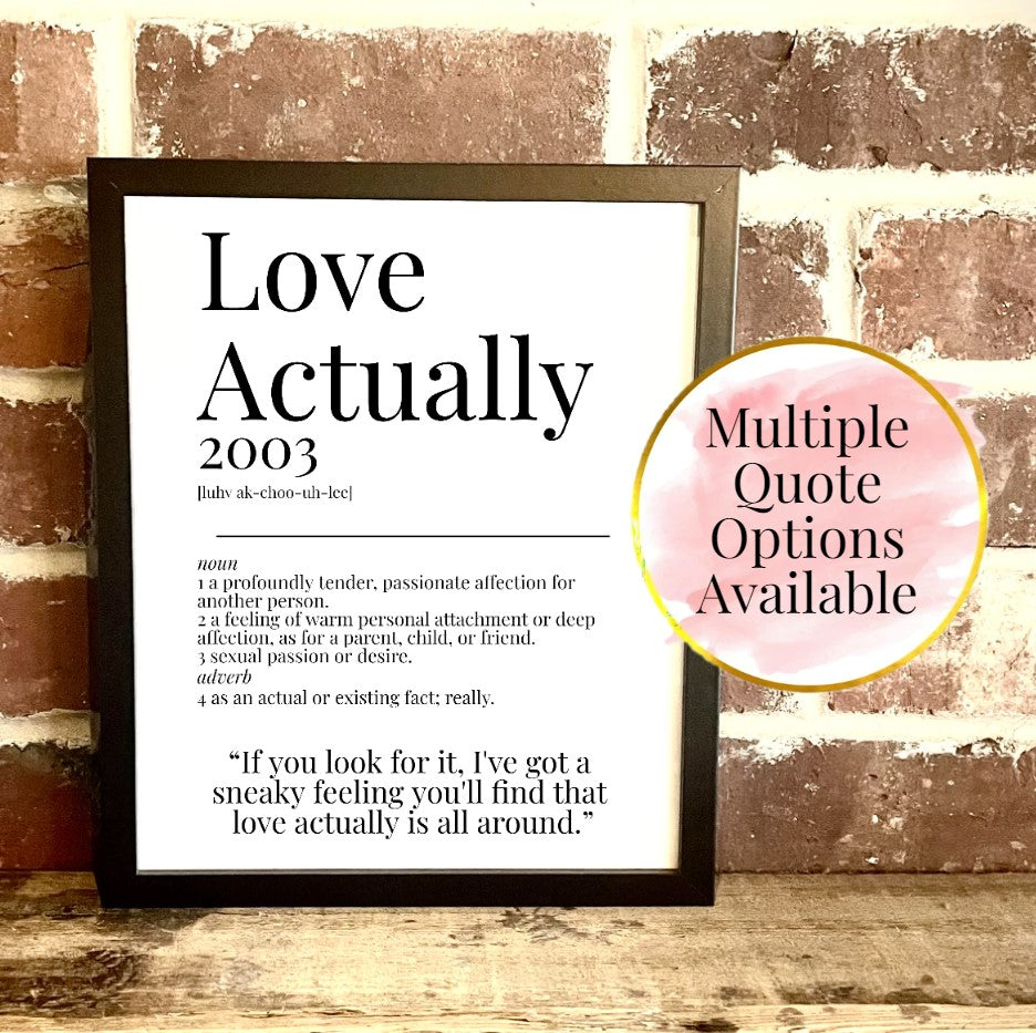 Love Actually 2003 Movie Quote Dictionary Prints