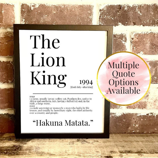 The Lion King 1994 Movie Quote Dictionary Prints