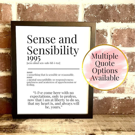 Sense and Sensibility 1995 Movie Quote Dictionary Prints