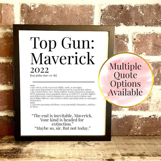 Top Gun: Maverick 2022 Movie Quote Dictionary Prints