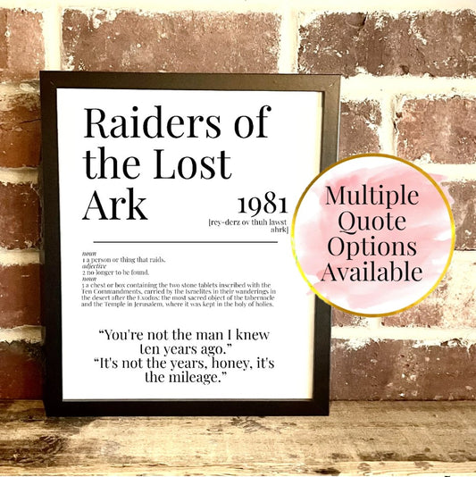 Raiders of the Lost Ark 1981 Movie Quote Dictionary Prints