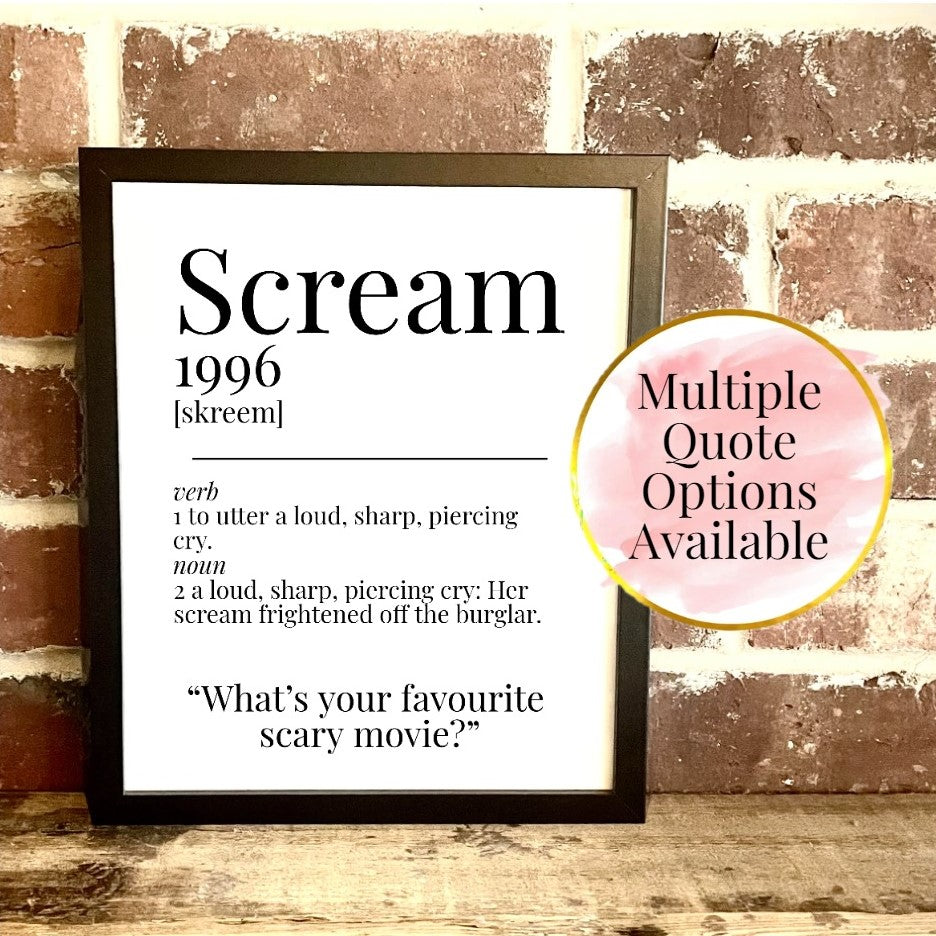 Scream 1996 Movie Quote Dictionary Prints