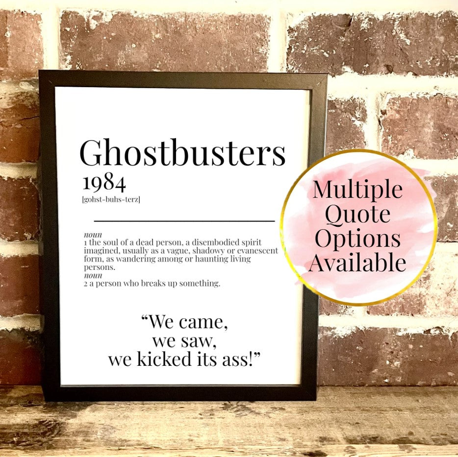 Ghostbusters 1984 Movie Quote Dictionary Prints
