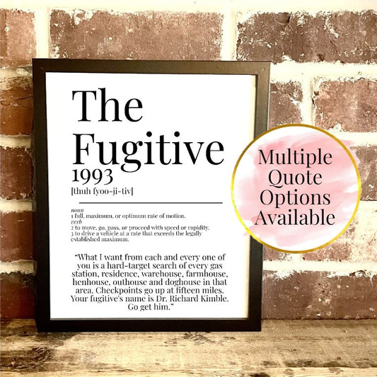 The Fugitive 1993 Movie Quote Dictionary Prints