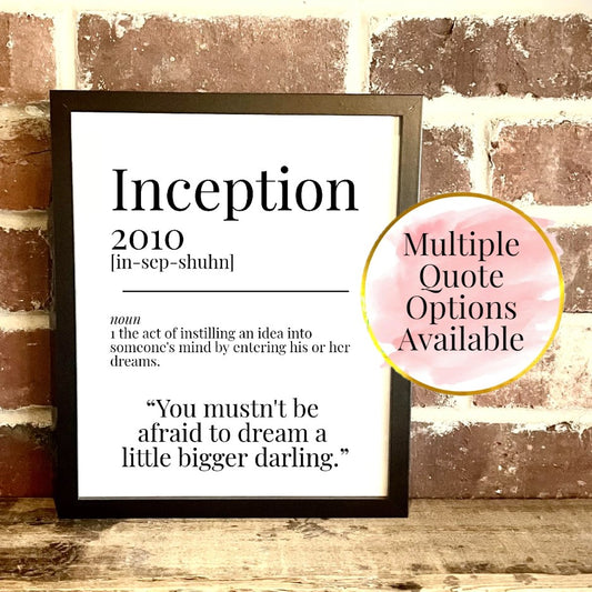 Inception 2010 Movie Quote Dictionary Prints