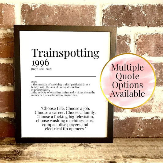 Trainspotting 1996 Movie Quote Dictionary Prints