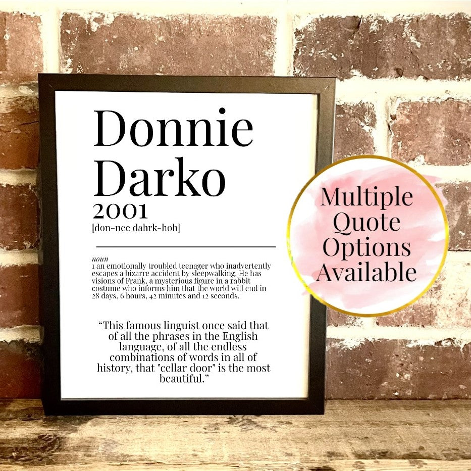 Donnie Darko 2001 Movie Quote Dictionary Prints