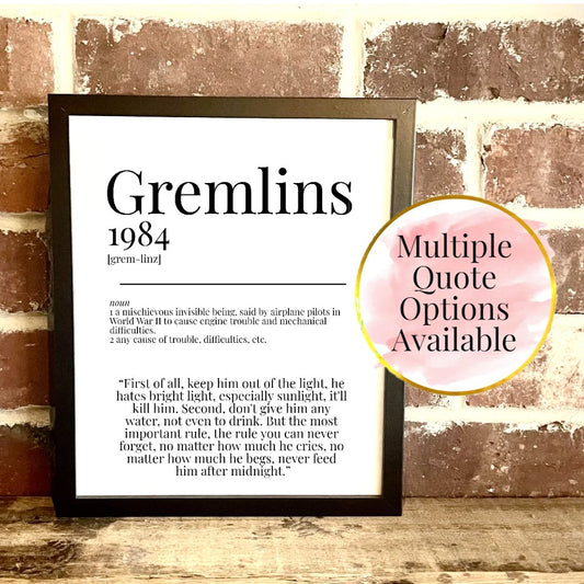 Gremlins 1984 Movie Quote Dictionary Prints