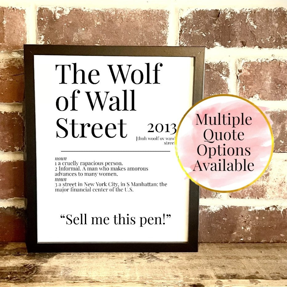 The Wolf of Wall Street 2013 Movie Quote Dictionary Prints