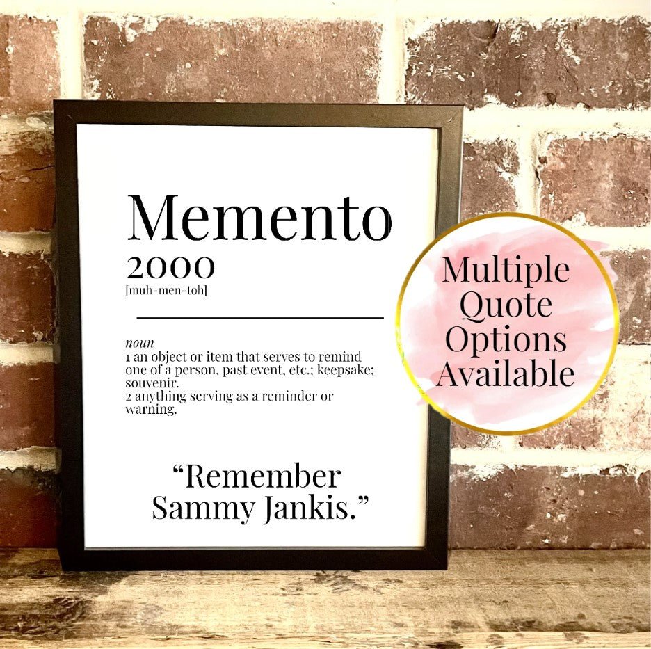 Memento 2000 Movie Quote Dictionary Prints