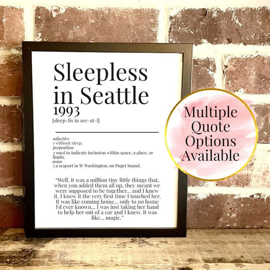 Sleepless in Seattle 1993 Movie Quote Dictionary Prints