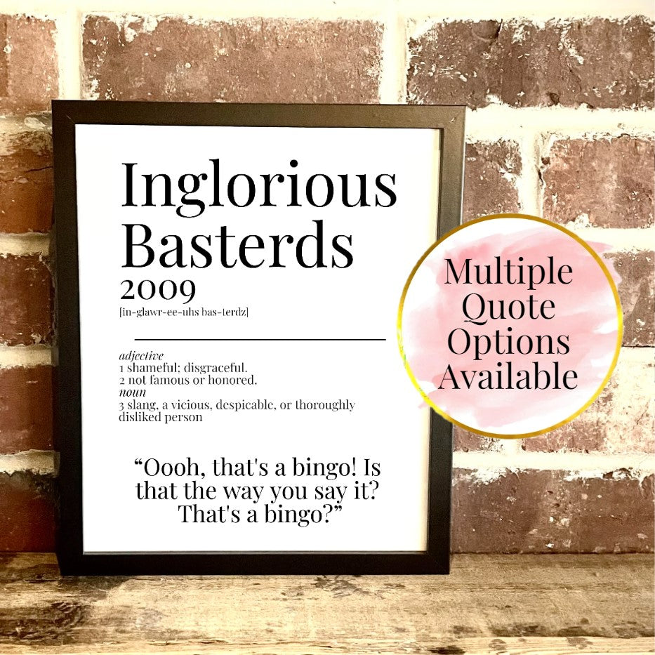 Inglorious Basterds 2009 Movie Quote Dictionary Prints