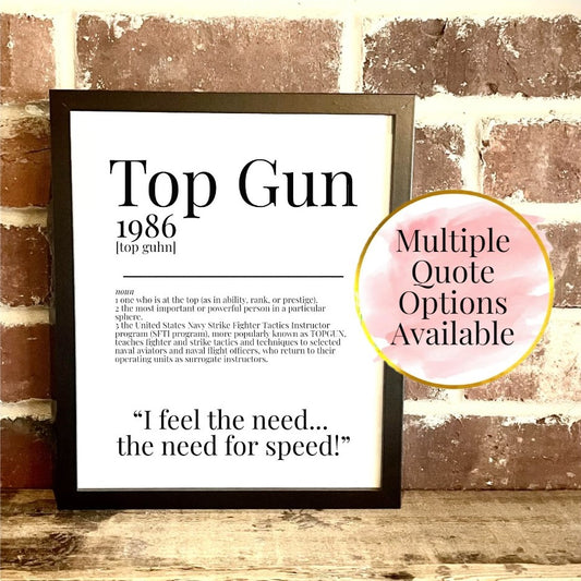 Top Gun 1986 Movie Quote Dictionary Prints