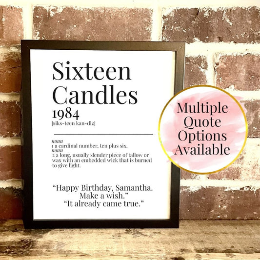 Sixteen Candles 1984 Movie Quote Dictionary Prints