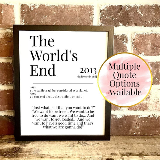 The World's End 2013 Movie Quote Dictionary Prints