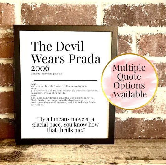 The Devil Wears Prada 2006 Movie Quote Dictionary Prints
