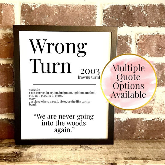 Wrong Turn 2003 Movie Quote Dictionary Prints