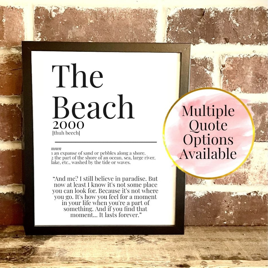 The Beach 2000 Movie Quote Dictionary Prints
