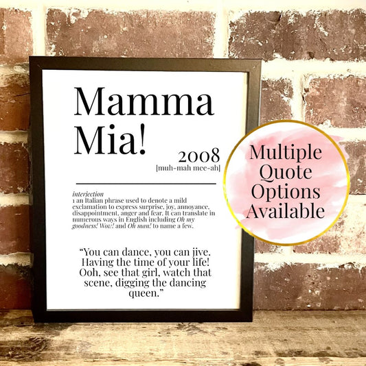 Mamma Mia! 2008 Movie Quote Dictionary Prints
