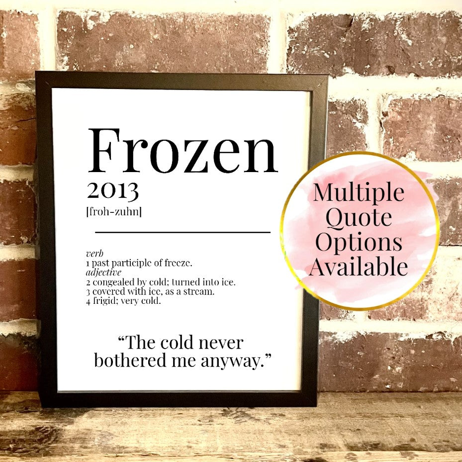 Frozen 2013 Movie Quote Dictionary Prints