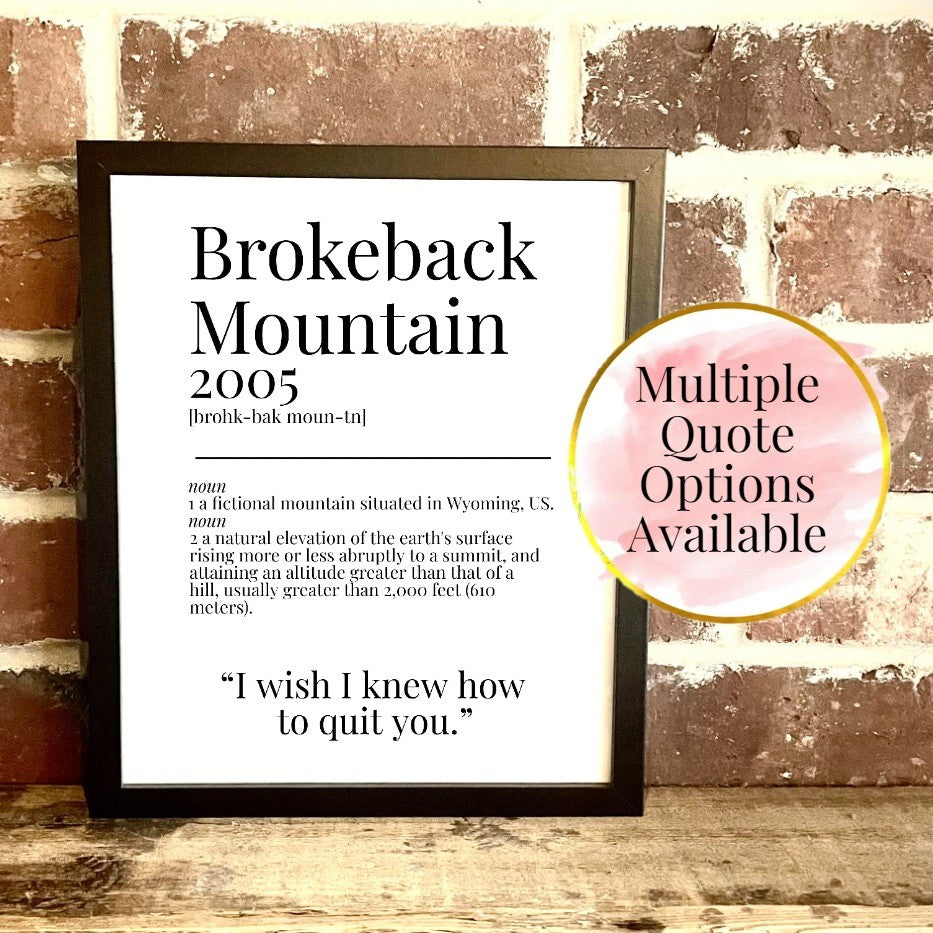 Brokeback Mountain 2005 Movie Quote Dictionary Prints