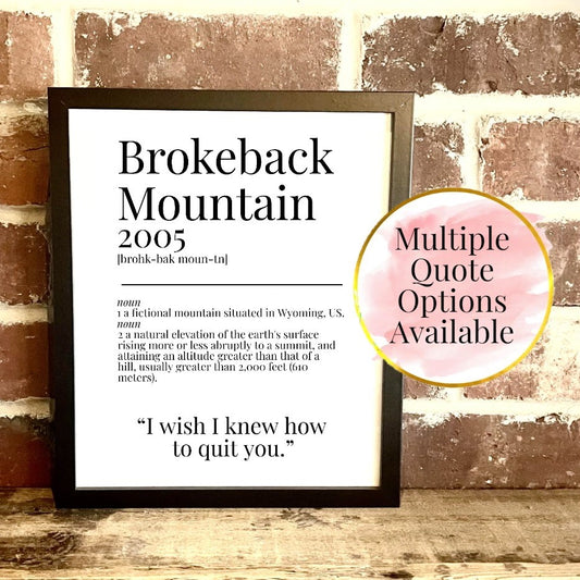 Brokeback Mountain 2005 Movie Quote Dictionary Prints