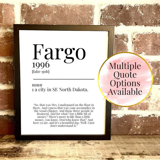 Fargo 1996 Movie Quote Dictionary Prints