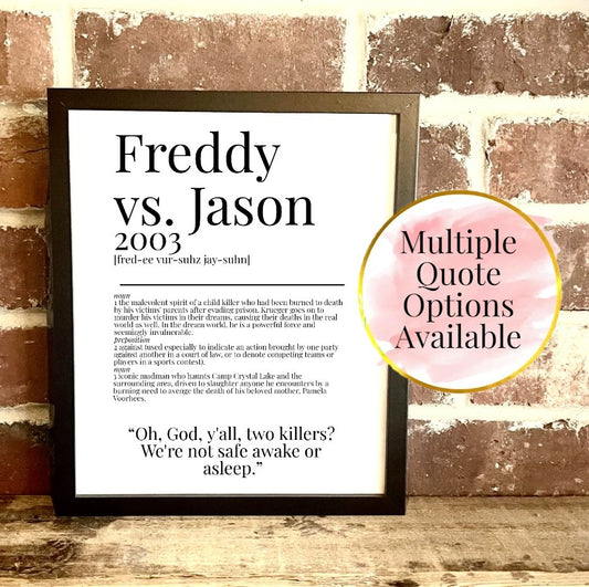 Freddy vs. Jason 2003 Movie Quote Dictionary Prints