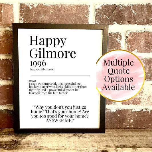 Happy Gilmore 1996 Movie Quote Dictionary Prints