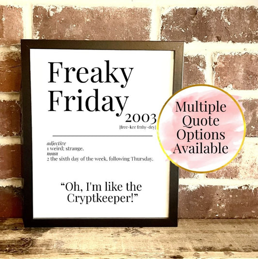 Freaky Friday 2003 Movie Quote Dictionary Prints