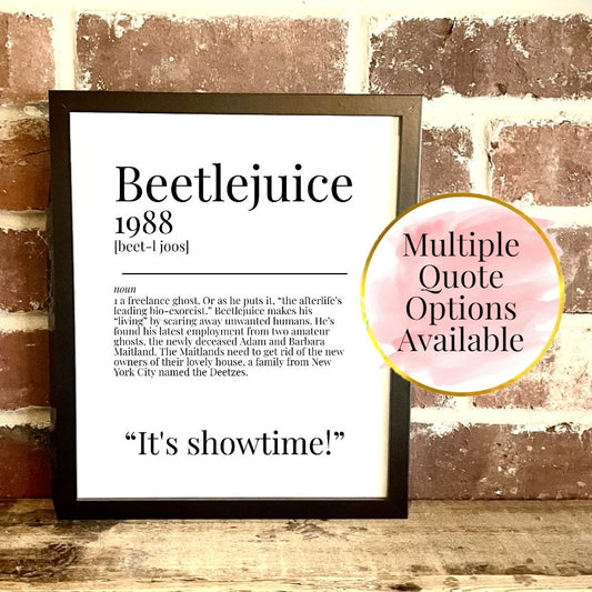 Beetlejuice 1988 Movie Quote Dictionary Prints